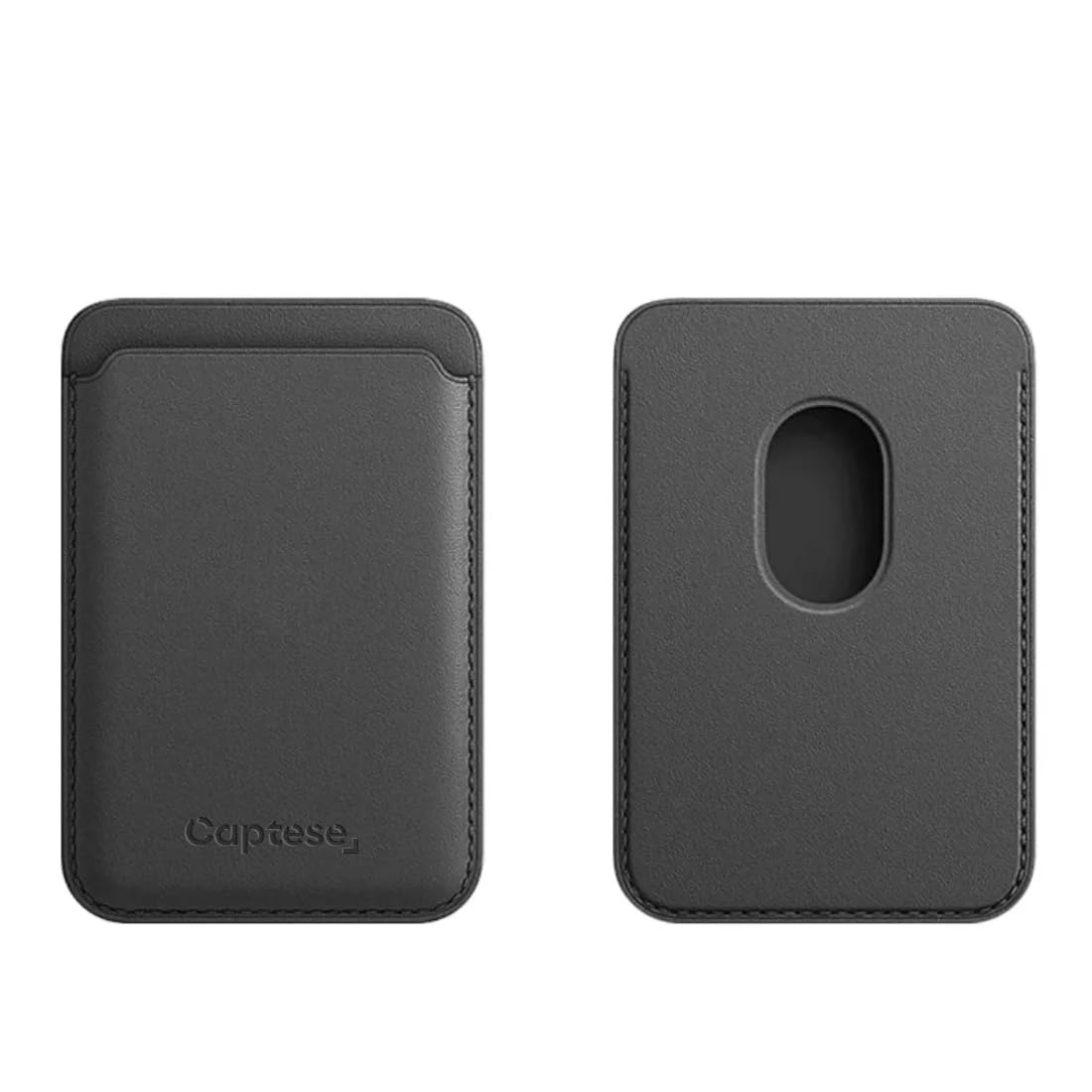 Faux Leather Unisex Mag-Safe Wallet Pouch, Magnetic Credit/Debit Card Holder with RFID Blocking for iPhone 16/15 / 14/13 Series (Black)