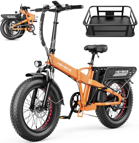 Heybike Mars 2.0 Foldable Electric Bike for Adults,20*4'' Fat Tire E Bike with 70+Miles Long Range 624WH Removable Battery,1800W Peak Motor 100N.M Torque Ebike for Beach,Commuting,Snow,Shock Absorber