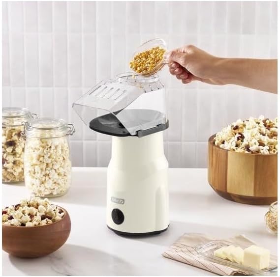 Dash Hot Air Popcorn Popper, 16 Cups Capacity, Oil-Free Cooking, Built-in Butter Melting Tray, Cream
