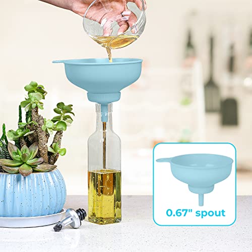 Wide Mouth Kitchen Funnel, Pisol Food Grade Plastic Cooking Canning Funnel With 4 Sizes Spouts For Filling Wide And Regular Mason Jars, Spray Dropper Oil Bottle Jug Spices Shampoo Powder Oats Sauce #TOP5
