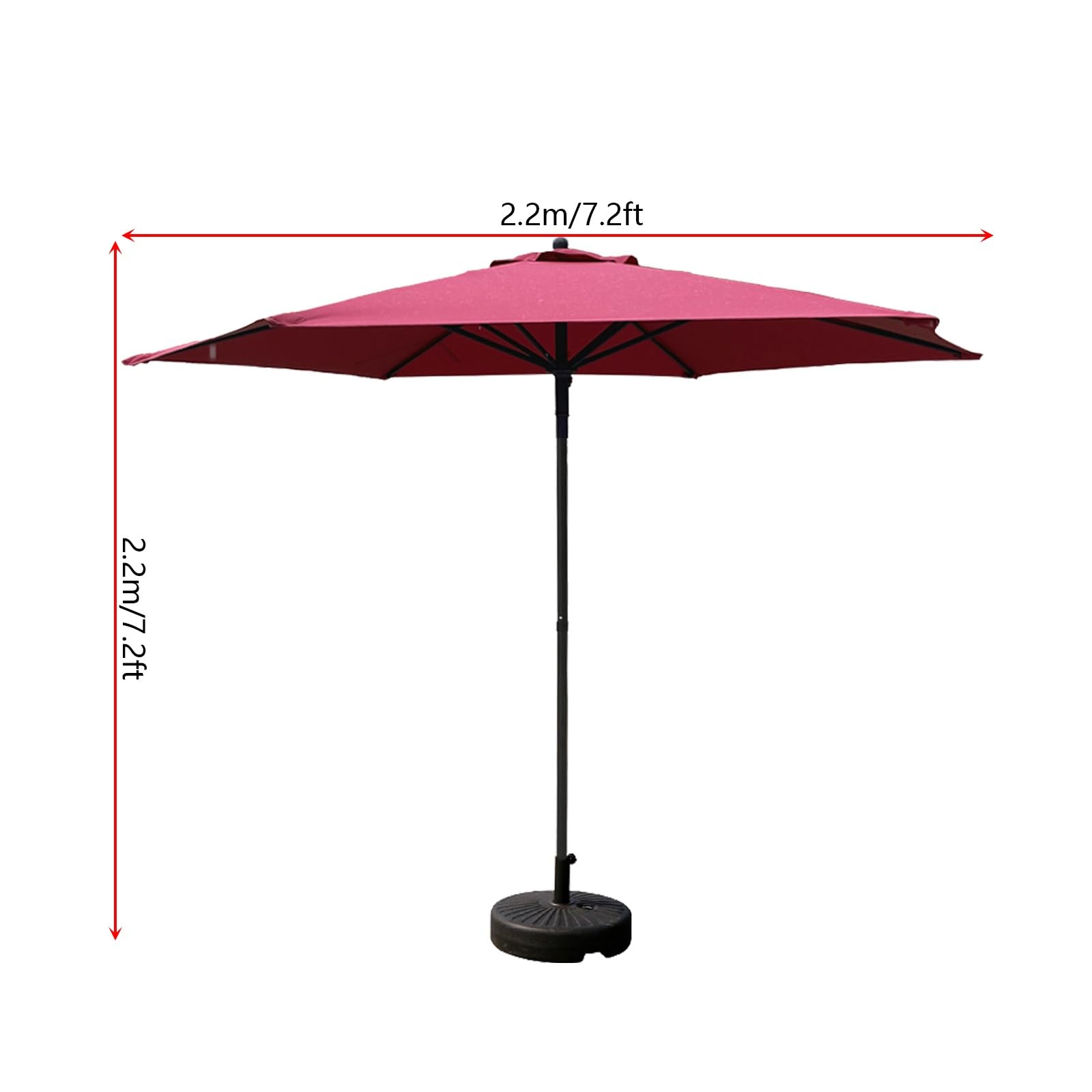 Sombrilla de paja natural para patio con base, 2,2 m, manivela de mano, para jardín, piscina, playa, café