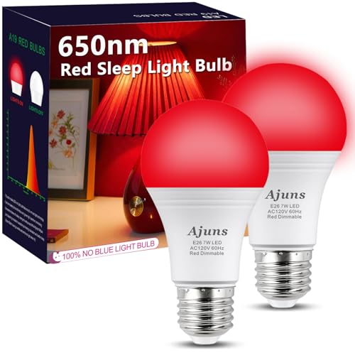 Lâmpada LED vermelha para dormir, regulável, lâmpada 100% azul co...