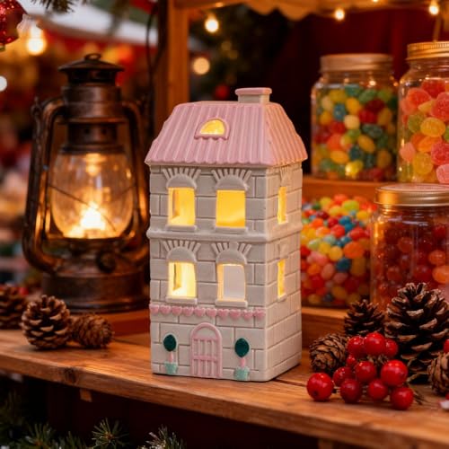 Christmas Village House Light Up Decorations, White Ceramic House Decor with Lights, Light Up...