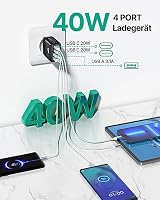 Aioneus USB C Ladegerät, 40W 4-Port USB C Netzteil Schnellladegerät, PD 3.0 Power Adapter+QC USB A Mehrfach Ladegerät für iPhone 15 Pro Max 14 Plus 13 Pro 12 Mini 11 SE XS XR 8,Samsung, Handys – Ansicht 2