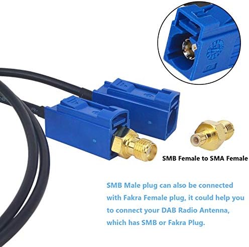 DAB + Car Aerial Fakra Adapter Cable Fakra C Male to 2 x Fakra C Female Y Type Pigtail Cable RG174 50CM/ 19.68 inch for TV GPS Auto Car DVR Tracking GPS Navigation Receivers