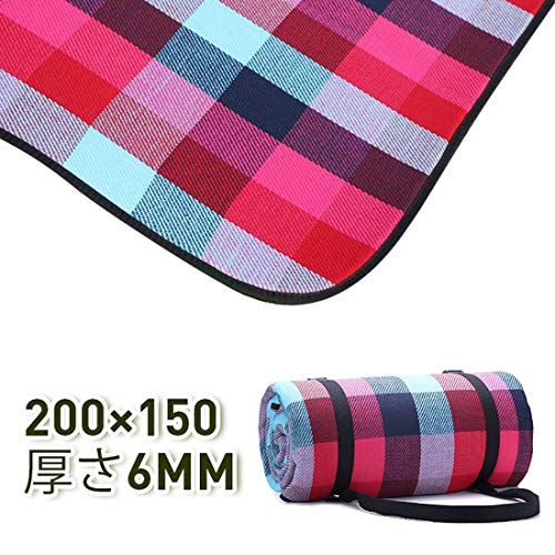 【6mm】レジャーシート 厚手 200×150 ピクニックマット 折りたたみ 防水 3~6人用 花見 花火大会 子供 アウトドア 運動会 持ち運び便利 軽量(カラフルチェック)