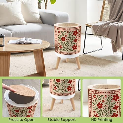 Caneca de basura redonda 7L con tapa y patas miniatura 5