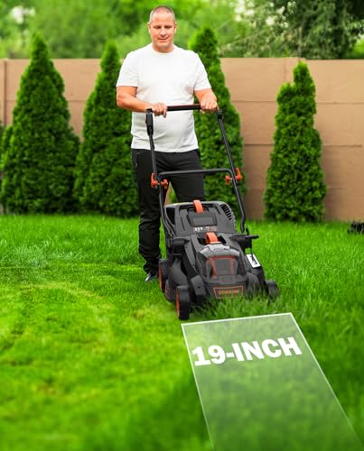 Image of 40V 19 inch Cordless Lawn Mower, Brushless Push Lawn Mower w / 13.2Gal Bag, 98% Grass Collection, 3-Step Quicker Foldable, 6-Position Height Adjustment Meets Various Cutting Needs
