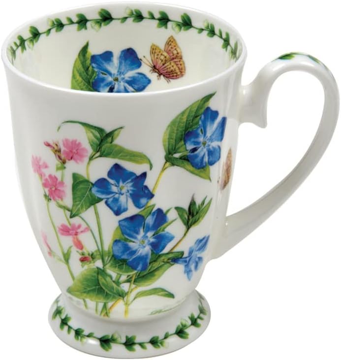 Gracie Bone China Spring Garden Footed Mugs, Set of 4