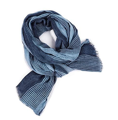 Gerinly 4345729274 Cotton-Linen Scarves Mens Stripe Crinkle Long Scarf European Neck Wrap Bufanda De Hombres Fashion thumb #3