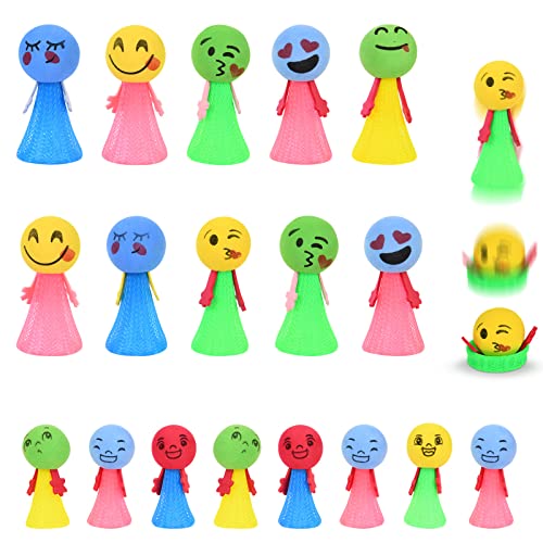 Ainiv 18pcs Juguetes Lanzadores Resorte, Juguetes Que Rebotan, Emoji Muñecas Que Rebotan, Suministros para Fiestas, Pascua, Halloween, Regalo de Cumpleaños para Niños (Color Aleatorio)