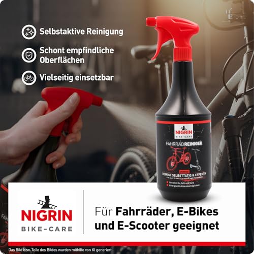 NIGRIN Bike-Care Fahrrad-Reiniger, 1000 ml Sprühflasche, Fahrradreinigung, reinigt selbsttätig und gründlich