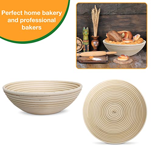 Lithos Bread Proofing Basket - 10 Inch Round Banneton Baskets Kit - Splinter-Free, Non-Stick Surface, Cloth Liners Accessories - Bake Bread Gifts For Home Bakers #TOP4
