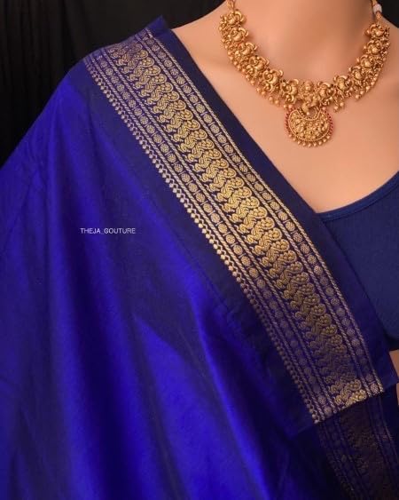 Image of South Cotton Gadwal Saree for Women | Celebrity Inspired Traditional Ethnic Wear | Chettinad & Kalyani Cotton Sarees | Soft Cotton Saree with Blouse Piece