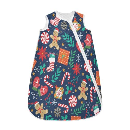 Kigai Christmas Gingerbread Baby Sleep Sack Wearable Blanket Sleeping Bag 2-Way Zipper Soft Swaddle Transition Sack