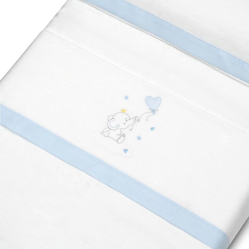 Interbaby - Set di lenzuola per carrello 40 x 80 cm, per bebè, lenzuola invernali, in flanella, modello elefante globo cuore, con lenzuolo sotto + lenzuolo sopra + federa per cuscino
