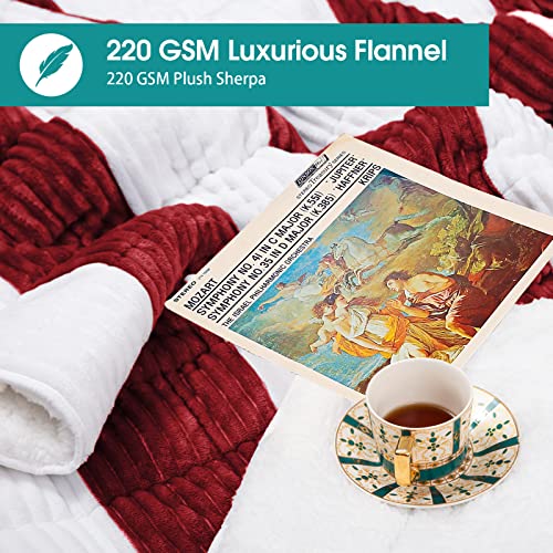 Image of Sherpa Weighted Blanket for Adults 15lbs, 48 inchx72 inch, Twin Full Size Fuzzy Heavy Throw Blanket for 140-160lbs, Microfiber Soft Thick Big Blankets Weighted Comforter Breathable Gift for Sleeping, Red
