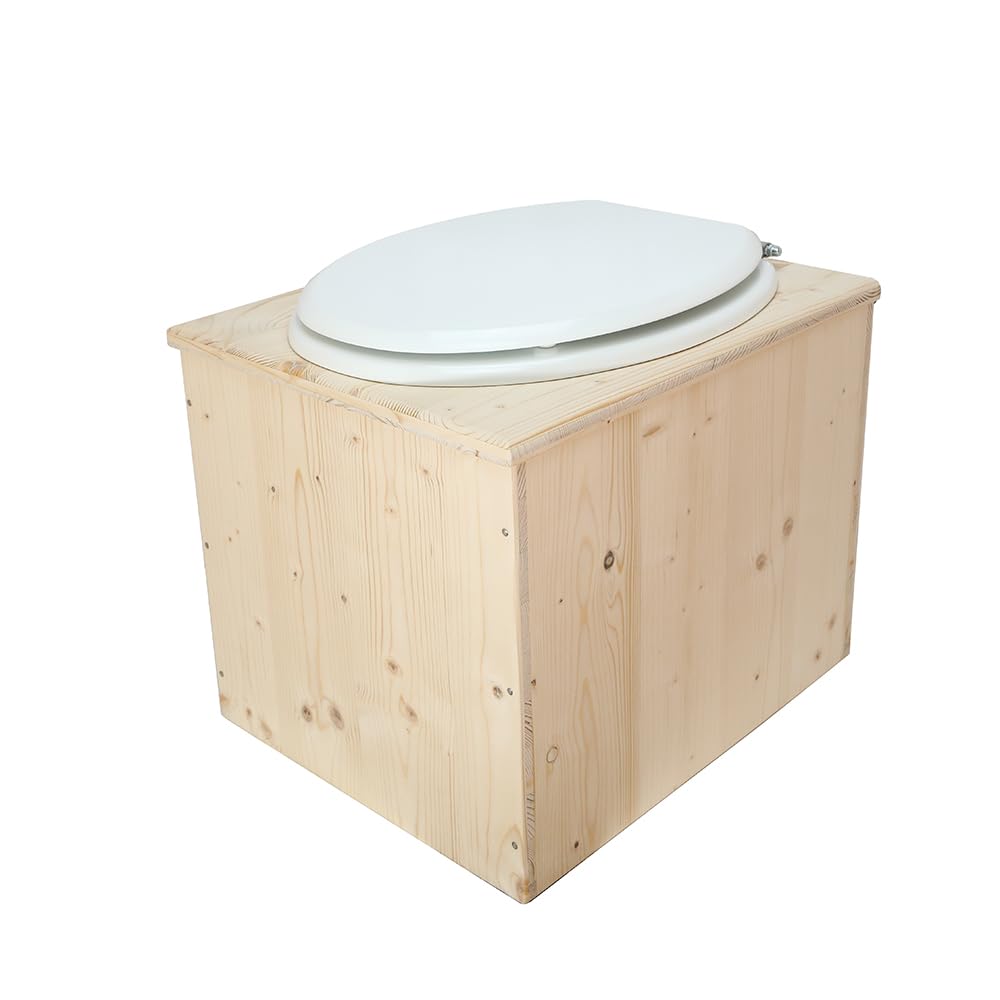 Toilette sèche en bois avec seau 18L - La blanche - Fabrication Française - N3