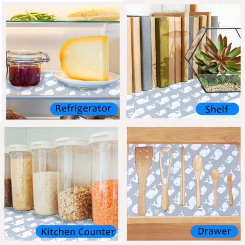 Shelf Liners For Kitchen Cabinets 20 Inch Wide X 20 Ft Non Slip Drawer Protective Liners Washable Oil-Proof Thicken Kitchen Cabinet Liners Mat For Refrigerator Shelf Wire Shelf Pantry Whale Pattern #TOP6