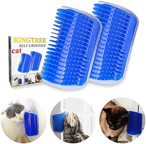 Kingtree Cat Corner Brush, 2 Pack Cat Self Groomer Wall Corner Brushes for Indoor Cats, Soft Pet Self Grooming Brushes Corner Scratcher Massage Combs for Long & Short Fur Cats Dogs Kitten Puppy