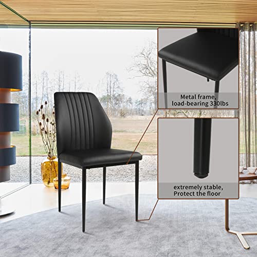 Hipihom Set Of 4 Dining Chairs,Modern Kitchen & Dining Room Chairs,Armless Upholstered Dining Chairs In Faux Leather Cushion Seat And Sturdy Metal Legs,Black #TOP5