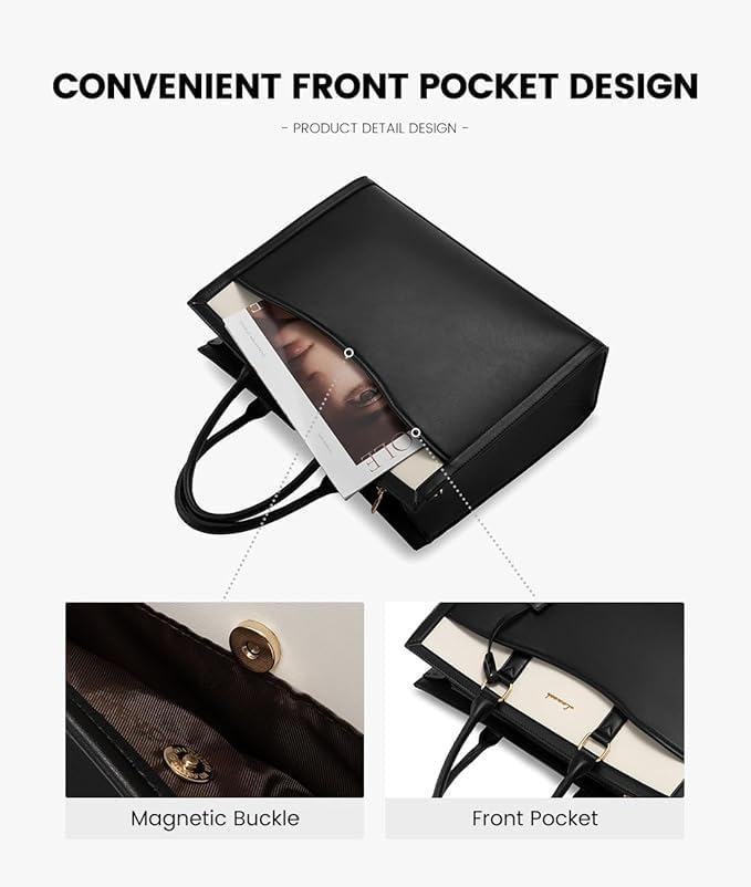 Image of LOVEVOOK Laptop Tote Bag for Women, Office Work Bag Briefcase fit for 15.6 inch Laptop, Teacher Computer Bag Handbag,Black /Beige /Brown