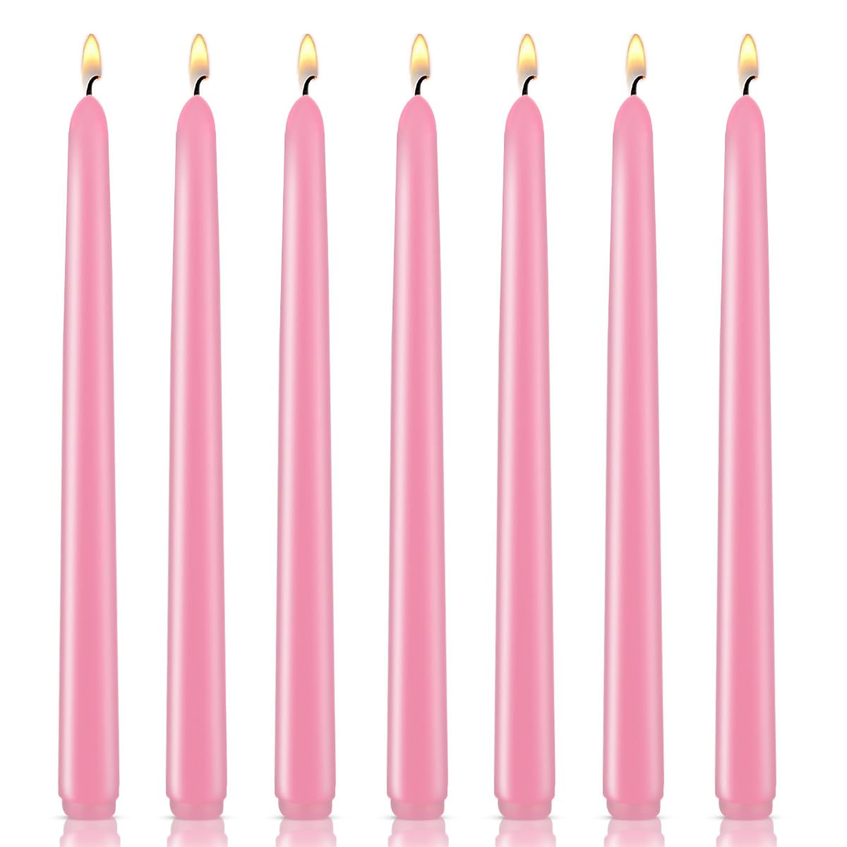 7 Pack 10 Inch Pink Taper Candles – Unscented, Dripless, Smokeless Candlesticks for Dinners, Christmas, Weddings, Parties, Holidays, Religious Events, Home Decor – Long Burning Dinner Candles