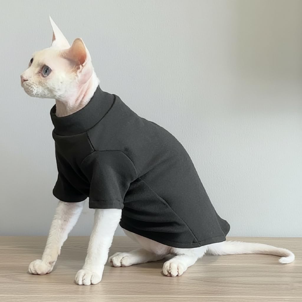 MOKATES cozy halloween cat jumpers for hairless cats - warm autumn and winter clothes for sphynx, devon rex & short-haired cats in solid colors, perfect cat costumes for the season-XS