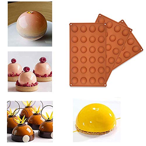 3 paquetes de 24 moldes de silicona semicirculares para hornear gelatina, bombones y pasteles Cover