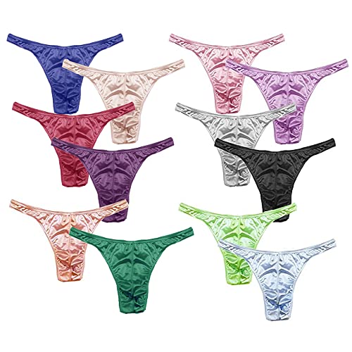 MIERSIDE Men's Satin Stretch Support Satin Bikini Brief G-string 12 pcs/pack