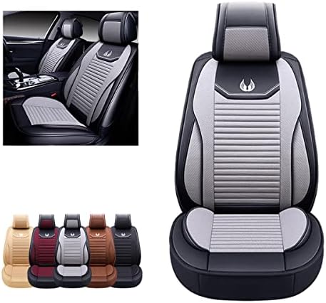 OASIS AUTO Car Seat Covers Accessories 2 Pieces Front Premium Nappa Leather Cushion Protector Universal Fit for Most Cars SUV Pick-up Truck, Automotive Vehicle Auto Interior Décor (OS-008 Gray)