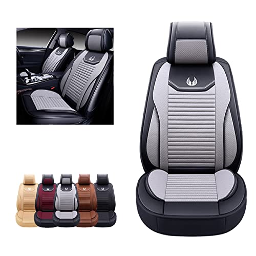 Oasis Auto Car Seat Covers Accessories 2 Pieces Front Premium Nappa Leather Cushion Protector Universal Fit For Most Cars Suv Pick-Up Truck, Automotive Vehicle Auto Interior Décor (Os-008 Gray) #TOP8