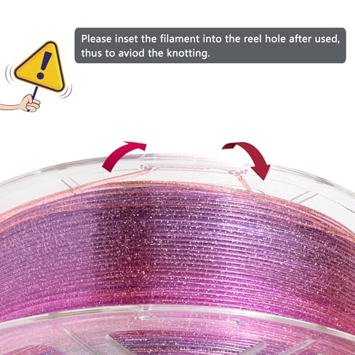 Image of iSANMATE Rapid Gradient Clear PETG Filament 1.75mm, Transparent Gillter 3D Printer Filament, Vivid Clear Rainbow PETG, Dimensional Accuracy ±0.02mm, 1kg Spool-Twilight Purple