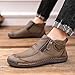 RSZGSWS Men’s Leather Boots Fashion High Top Loafers Shoes Casual Handmade Slip-On Orthopedic Sneakers Driving Hiking Dress Shoe Khaki