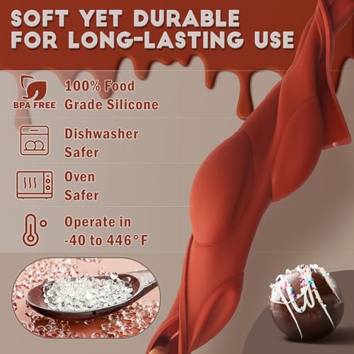 Image of HKNMTT Hemisphere Silicone Molds 3 Inch for Hot Cocoa Chocolate Bombs Valentines Semi Ball Making Kit Cake Decor Mould, Food Grade Non-stick Kitchen Baking Supplies Oven Safe