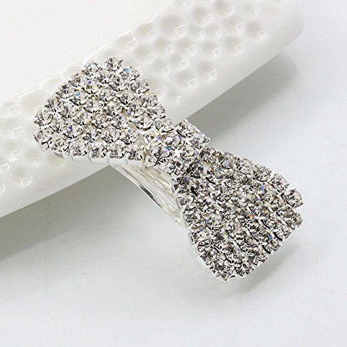 DAWEIF Crystal Rhinestone Bowknot Barrette French Bridal Hair Clips Hairpin Headwear for Women Girls