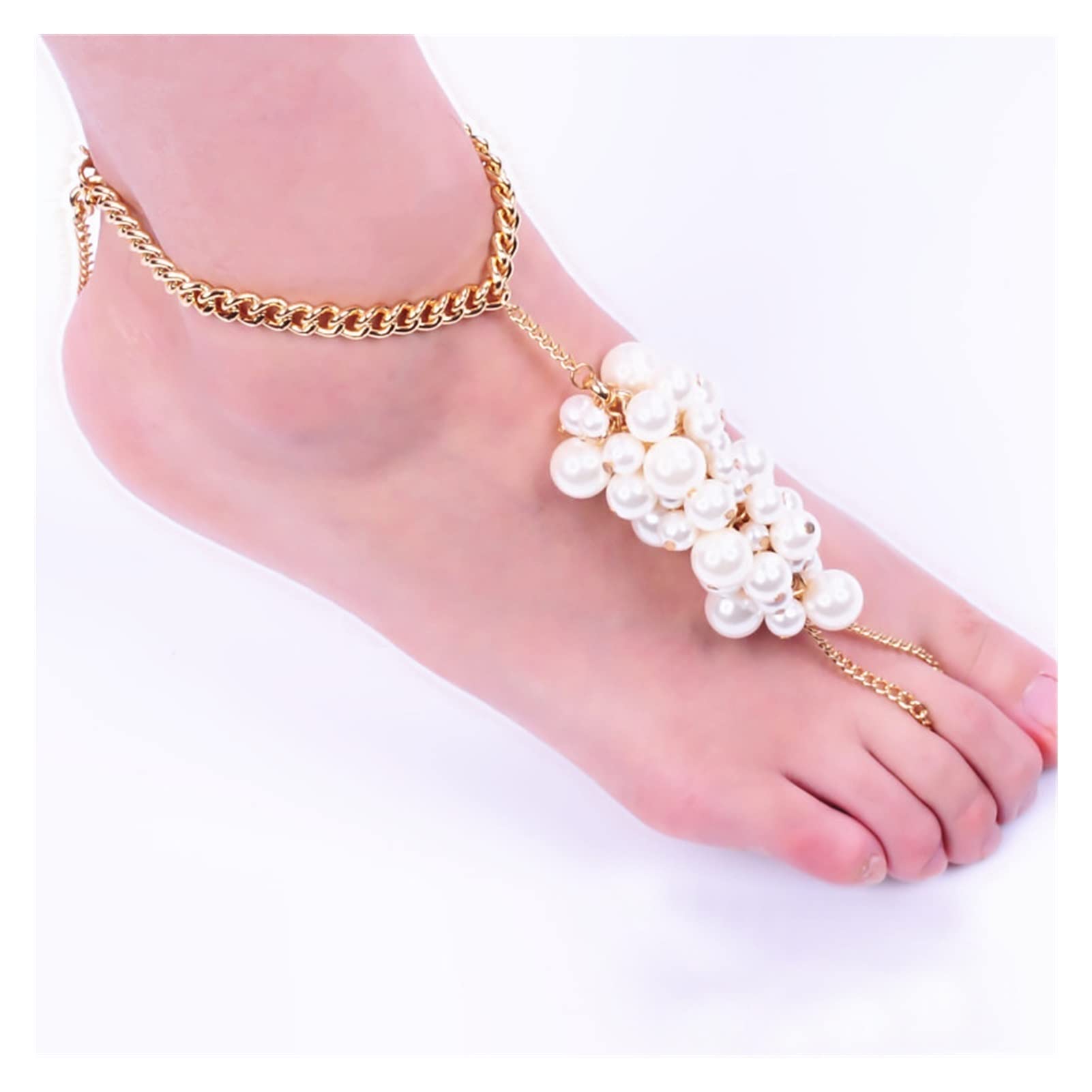Pulseras de Tobillo Tobillera con Cuentas de múltiples Capas a Mano - Calzado de Perlas Boho - Accesorios de pie Ajustables para Mujer Tobilleras para Mujer