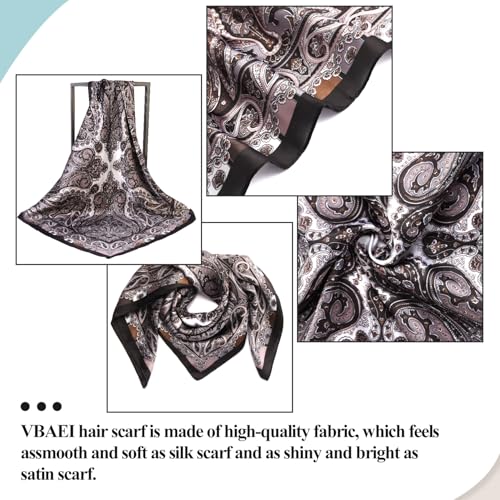1 Pcs 27.5 Inches Satin Head Scarf Silk Like Hair Scarf Stain Bandana Hair Wrap Neck Scarf for Women(Black)2