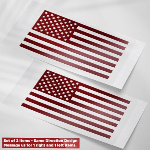 Image of American Flag Vinyl Decal USA Tactical Military Patriotic Subdued (Burgundy) (Set of 2) Premium Waterproof Vinyl Decal Stickers for Car Truck RV Helmet Bumper Window Laptop Rearview Mirror