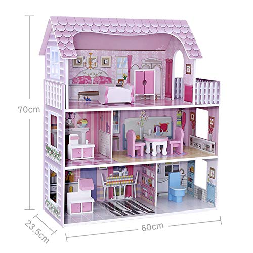 Puppenhaus Modell Prinzessin Haus DIY Puppenhaus Modell Große Holzpuppenhaus Mit Möbeln 3D Puzzle Für Kinder (Farbe… – Bild 4