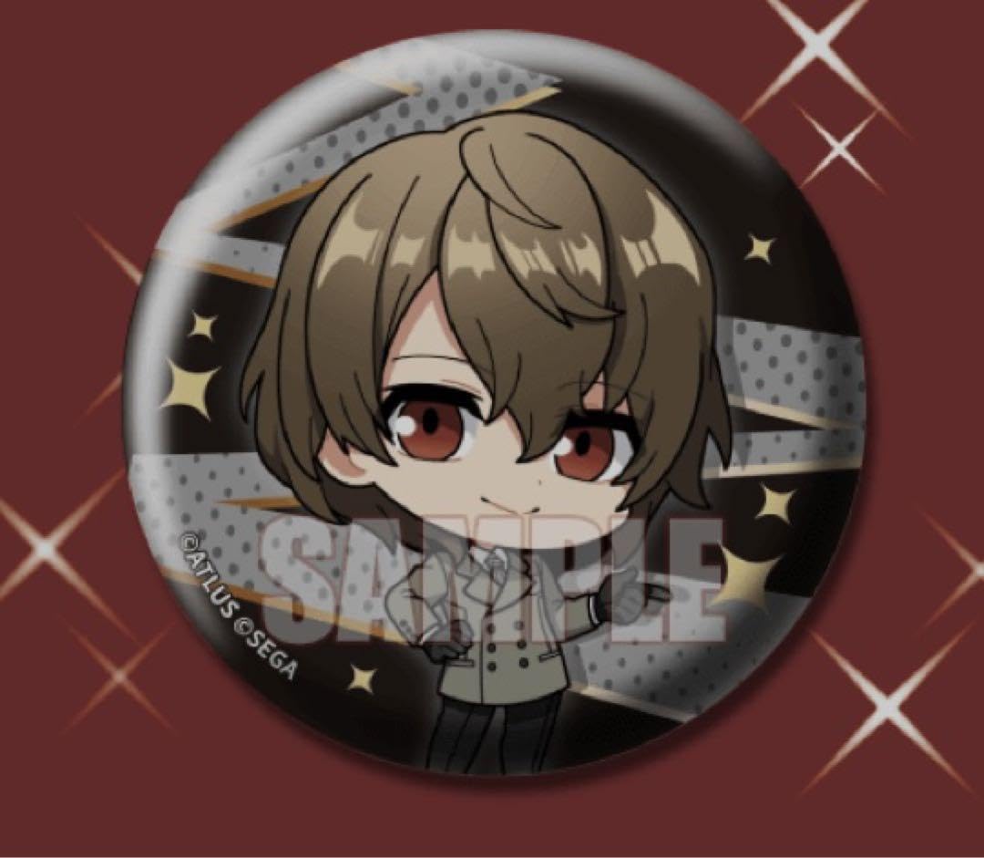 ⑤ペルソナ5　アニメイトカフェ　缶バッジ　明智 吾郎　コラボ ペルソナ】明智吾郎 セガコラボカフェ 缶バッジ - メルカリ