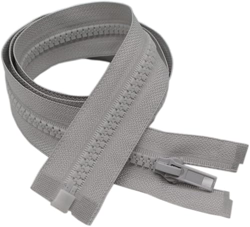 Miniatura 2 de YaHoGa 2 cremalleras separadoras #5 de 40 pulgadas para chaquetas de costura, chaqueta con cremallera, cremalleras de plástico moldeado gris a