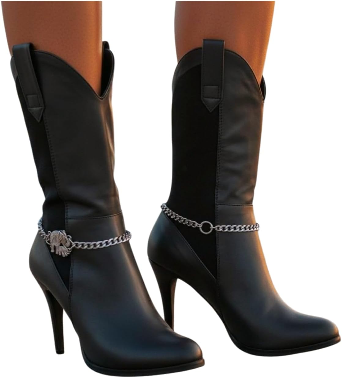 Women Western Fashion Jewelry Boot Chain Bracelet Silver Metal Shoe Anklet Bling India Elephant Charm Handmade In USA BC278