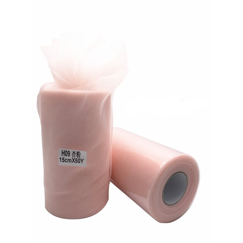 Super soft 6 Inch x 50 Yards (150FT) Tulle Roll - Tutu Skirt Baby Shower Dress Wedding Decor Sewing Crafts Wraping Fabric Party Decoration & 43 Colors - Apricot