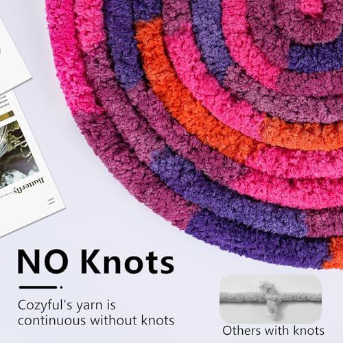 Image of Cozyful Chunky Yarn for Hand Knitting - #10 Chunky Chenille Blanket Yarn, Jumbo Big Thick Chunky Yarns for Crocheting, Tie Dye Bulky Knit Yarns, 8 Skein (20 yds 8 oz Each Skein), Orange&Rose&Purple