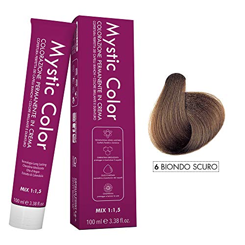 Mystic Color - Colorazione Permanente in Crema con Olio di Argan e Calendula - Tinta per Capelli Long Lasting - Colore Biondo Scuro 6-100ml