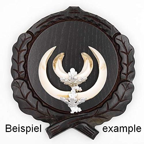 GTK - Juego de 5 placas cuña talladas oscuras AF 17,5 cm con 10 hojas de aluminio de roble, portada de cuñas, tabla de especias, cartel para trofeos