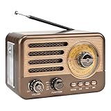 Retro Radio mit Bluetooth, AM/FM/SW Kofferradio mit Bluetooth 5.3, Küchenradio Klein Unterstützt USB/TF/AUX Funktion, Rundfunkempfang, Teleskop-Antenne, geeignet für Büro Zuhause Schlafzimmer