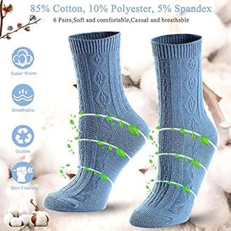 Mcool Mary Womens Crew Socks, Casual Knit Cotton Warm Comfy Breathable Cool Dress Socks for Girls 6 Pack