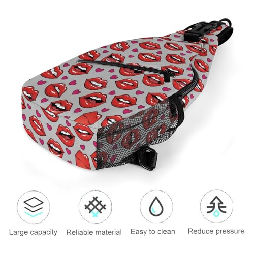 Mochila cruzada urbana ajustable ligera roja con diseño divertido miniatura 5
